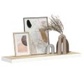 vidaXL Plávajúca nástenná polica dub a biela 90x23,5x3,8 cm MDF