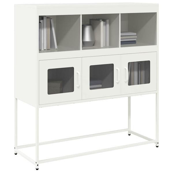 vidaXL Komoda biela 100,5x39x107 cm oceľ valcovaná za studena