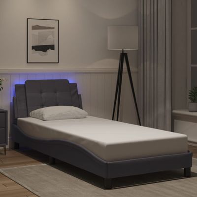 vidaXL Rám postele s LED bez matraca, Zadar, sivý 90x190 cm