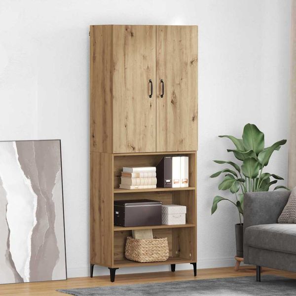 vidaXL Highboard Remeselný dub 69,5 x 34 x 180 cm Kompozitné drevo