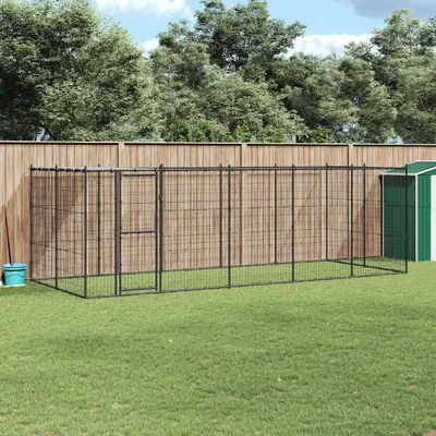 vidaXL Vonkajšia voliéra pre psy so strechou oceľová 12,1 m²