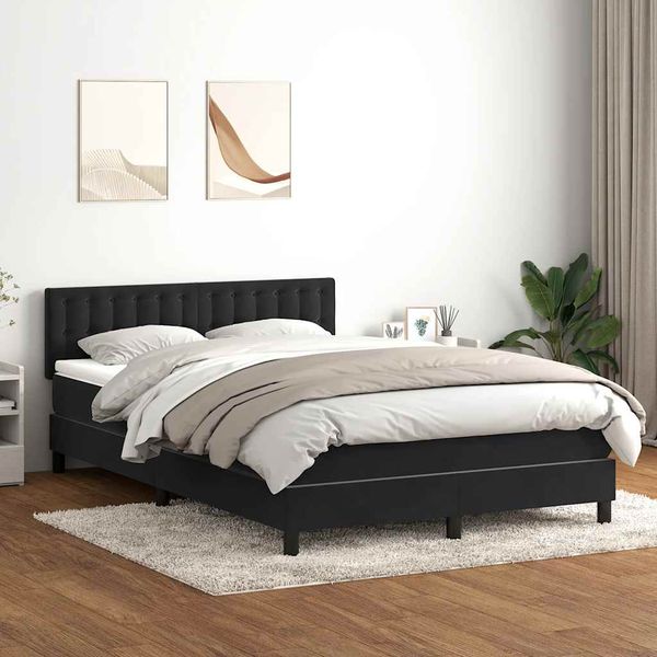 vidaXL Posteľný rám boxspring s matracom čierny 160x210 cm zamat