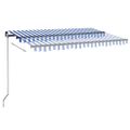 vidaXL Automatická markíza, LED a senzor vetra 400x300 cm, modrá/biela