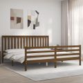 vidaXL Posteľný rám s čelom medovo-hnedý 200x200 cm masívne drevo