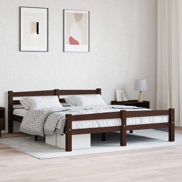 vidaXL Posteľný rám, tmavohnedý, borovicový masív 160x200 cm