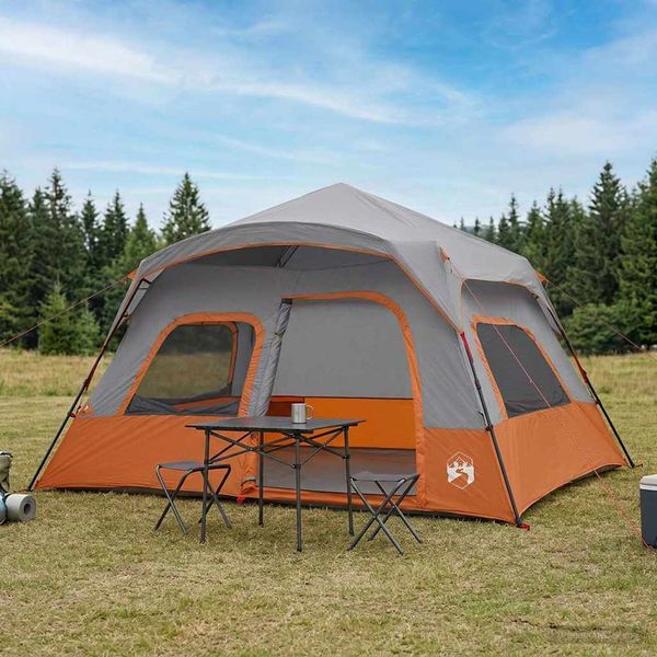vidaXL Okamžitý stan Šedá a oranžová 340 x 280 x 190 cm