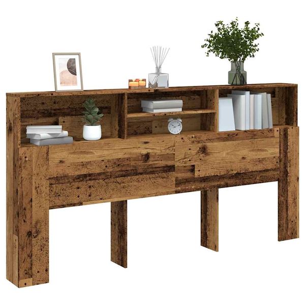 vidaXL Skrinka na čelo postele staré drevo 200x19x103,5 cm komp. drevo