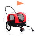 vidaXL Vozík pre domáce zvieratá na bicykel/beh 2-v-1, červeno čierny
