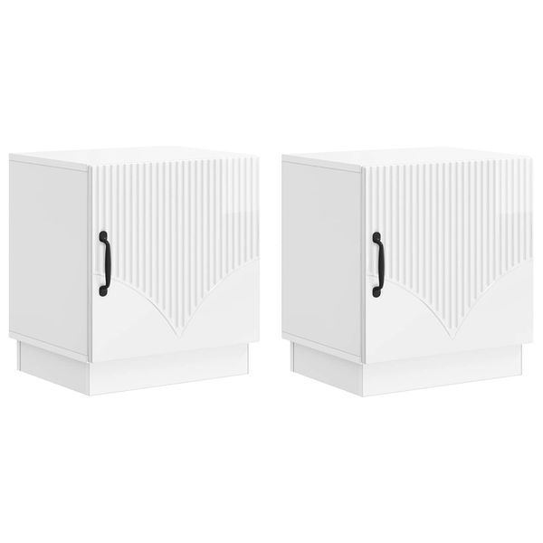 vidaXL Nočný stolík 2 pcs Biela s vysokým leskom 43 x 34,5 x 47 cm
