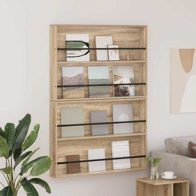 vidaXL Regál na časopisy s poličkou 2 pcs Sonoma dub 100 x 12 x 70 cm