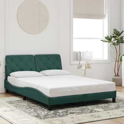 vidaXL Rám postele bez matraca tmavozelený 140x200 cm zamat
