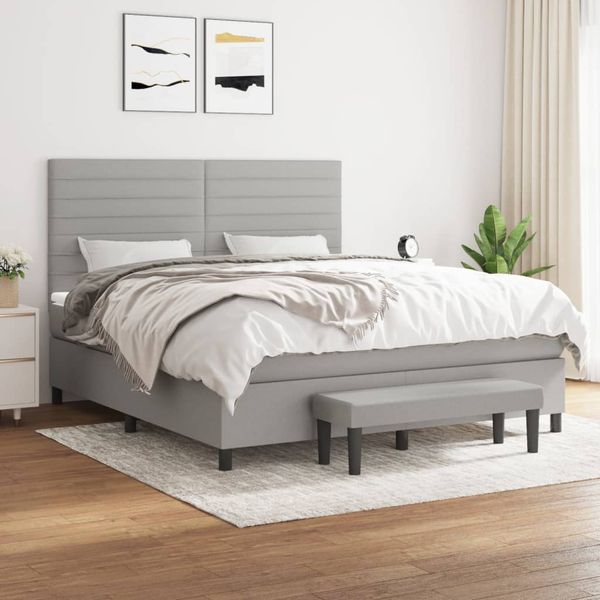 vidaXL Boxspring posteľ s matracom bledosivá 180x200 cm látka