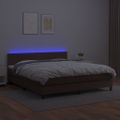 vidaXL Boxspring posteľ s matracom a LED hnedá 180x200 cm umelá koža