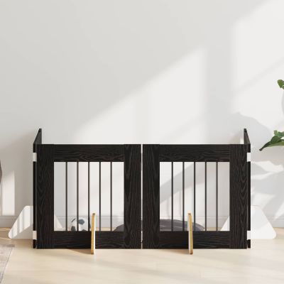 vidaXL Brána pre psov so stojanmi 4 pcs Čierny dub 60 x 60 cm