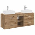 vidaXL Set kabinetov do kúpeľne 3 ks Dub artisan 49,5 x 41 x 62,5 cm