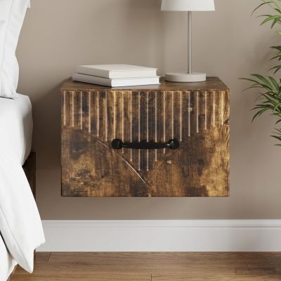 vidaXL Nástenná nočná skrinka so zásuvkou Dymový dub 34,5 x 33 x 20 cm