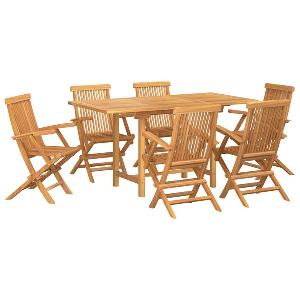 vidaXL Záhradný jedálenský set 7 pcs Hnedá Husté teakové drevo