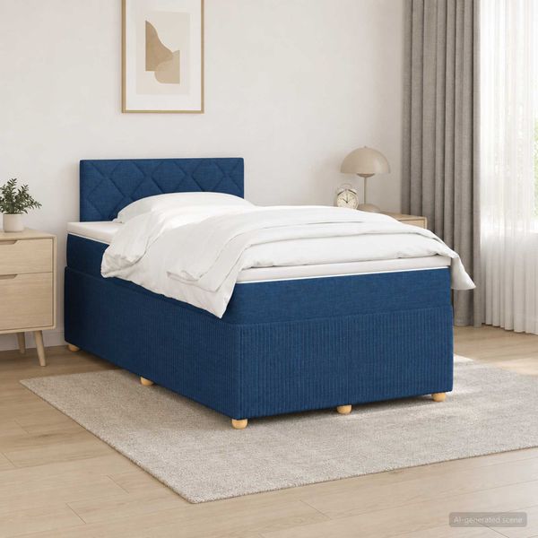 vidaXL Posteľ boxspring s matracom Modrá 120 x 190 cm Látka