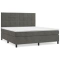 vidaXL Posteľný rám boxspring s matracom tmavosivý 180x200 cm zamat