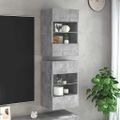 vidaXL Nástenné skrinky s LED osvetlením pre TV 2ks betón.sivé 40x30x60,5 cm