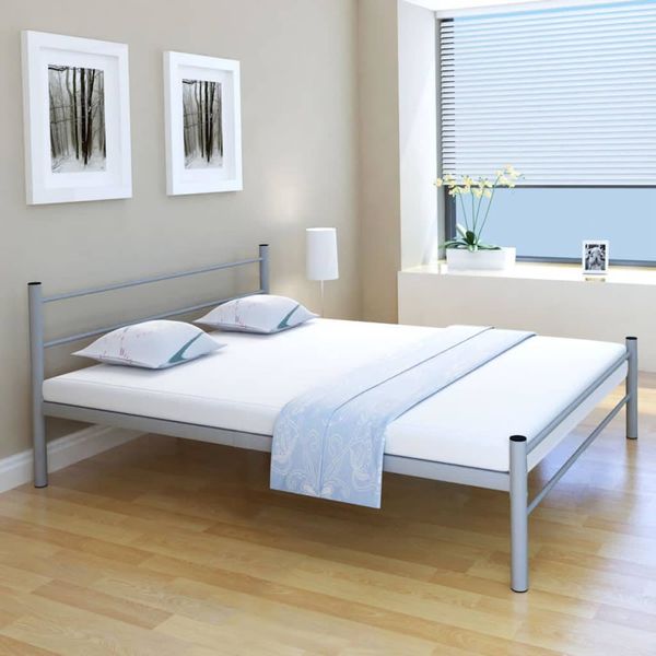 vidaXL Posteľ s matracom, sivá, kov 140x200 cm