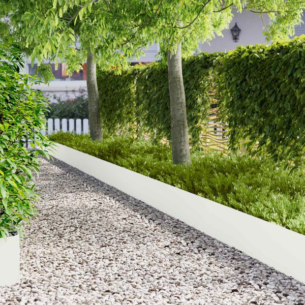 vidaXL Obrubník trávnika 20 ks 100 x 22 cm Oceľ Biela