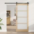 vidaXL Posuvné dvere 93 x 211 cm Masívne borovicové drevo a sklo