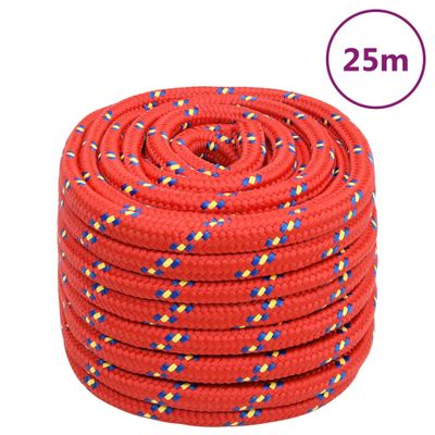 vidaXL Lodné lano červené 20 mm 25 m polypropylén
