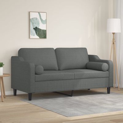 vidaXL 2-miestna pohovka s vankúšmi tmavosivá 140 cm látka