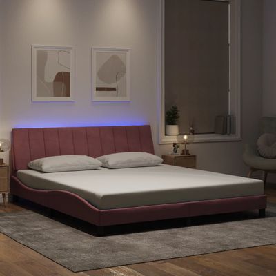 vidaXL Rám postele s LED bez matraca Hankoružový 180x200 cm zamat