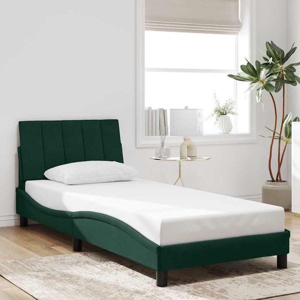 vidaXL Rám postele bez matraca Hanko tmavozelený 80x200 cm zamat
