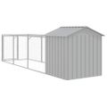vidaXL Búda pre psa so strechou bledosivá 117x405x123 cm pozin. oceľ