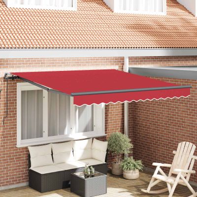 vidaXL Sklopná markíza Červená 350 x 250 cm Polyester a hliník