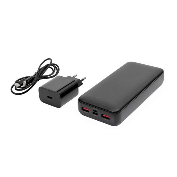 Platinet SET 3v1 Powerbanka 20000 mAh + Nabíjačka 20W Power Delivery, kábel USB-C 1m, čierna