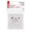 Zásuvka EMOS A6000.4 250 V s USB A+USB C, biela