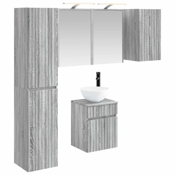 vidaXL Set kabinetov do kúpeľne 5 pcs Sivý Sonoma 43 x 16 x 62,5 cm