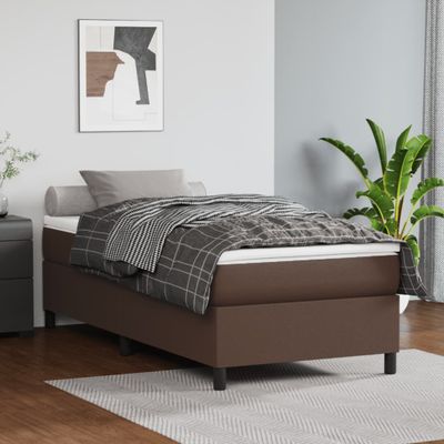 vidaXL Boxspring posteľ s matracom hnedá 90x190 cm umelá koža