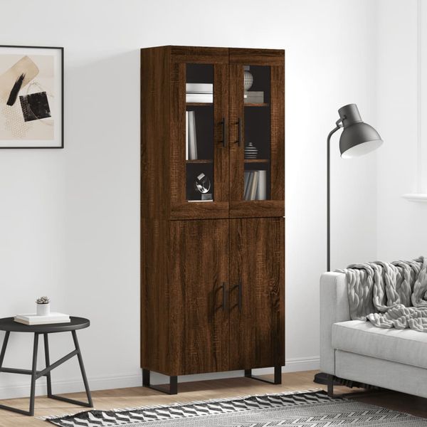 vidaXL Vysoká skrinka hnedý dub 69,5x34x180 cm spracované drevo