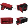 vidaXL Skladacia úložná lavica vínovo červená 76x38x38 cm umelý ľan