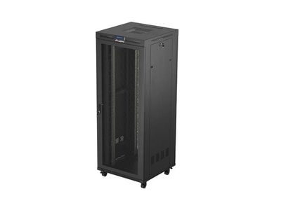 19'' Voľne stojaca racková skriňa 42U 800X800 čierna lcd perforované dvierka lanberg (ploché balenie)