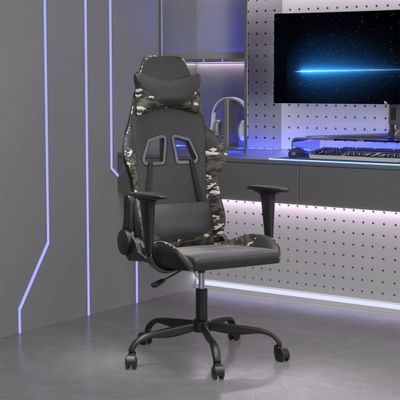 vidaXL Herná stolička čierna a maskáčová umelá koža