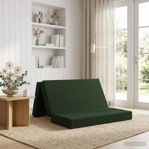 vidaXL Skladacia pohovka na spaní 120 x 67 x 45 cm Tmavozelená