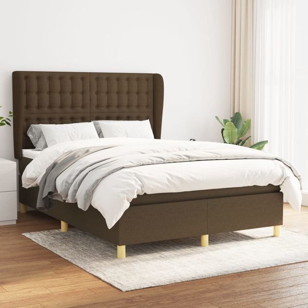 vidaXL Boxspring posteľ s matracom tmavohnedá 140x190 cm látka
