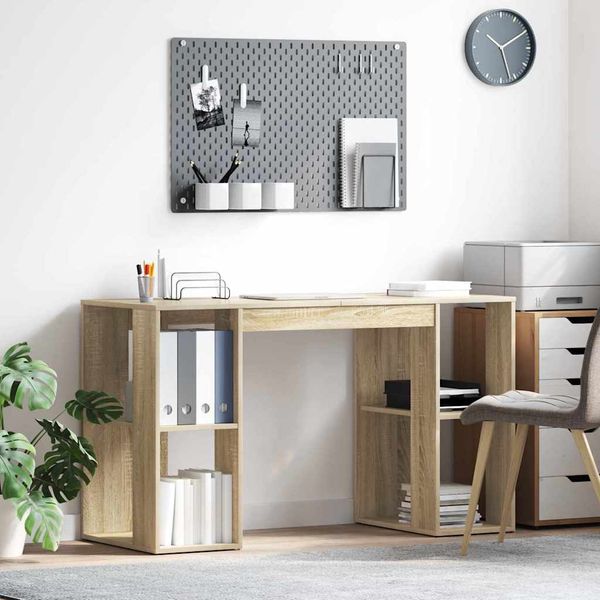 vidaXL Stôl s poličkou Sonoma dub 130 x 50.5 x 75 cm Kompozitné drevo