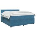 vidaXL Posteľ boxspring s matracom Tmavomodrá 180 x 200 cm Zamat
