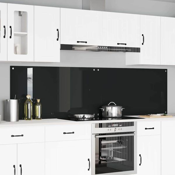 vidaXL Kuchynský obklad 2 pcs Čierna 110 x 60 cm tvrdené sklo