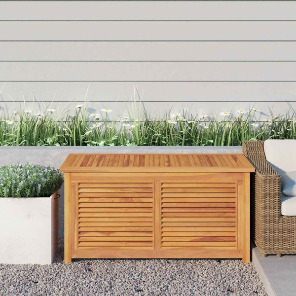 vidaXL Záhradný úložný box s vreckom 114x50x58 cm masívny teak