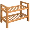 vidaXL Regál na topánky s 2 policami 50x27x40 cm, dubový masív