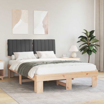vidaXL Rám postele s čalúneným čelom Tmavo šedá 135 x 190 cm