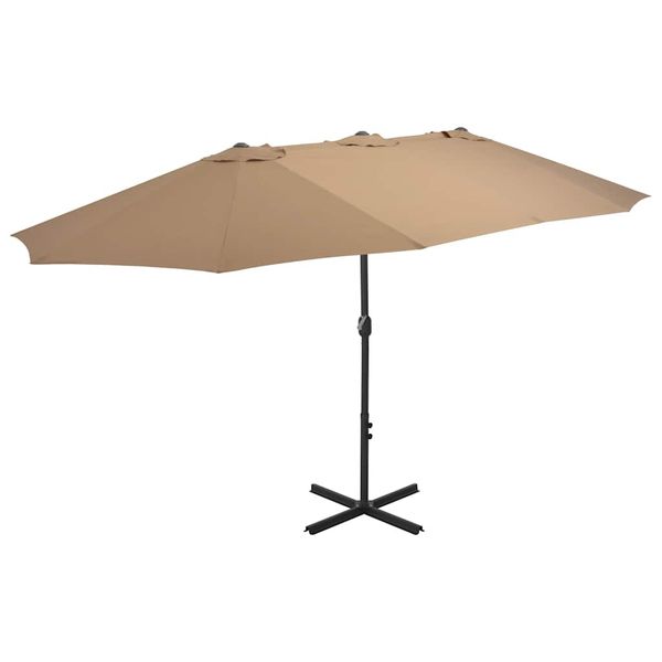 vidaXL Vonkajší slnečník s hliníkovou tyčou 460x270cm hnedo-sivý